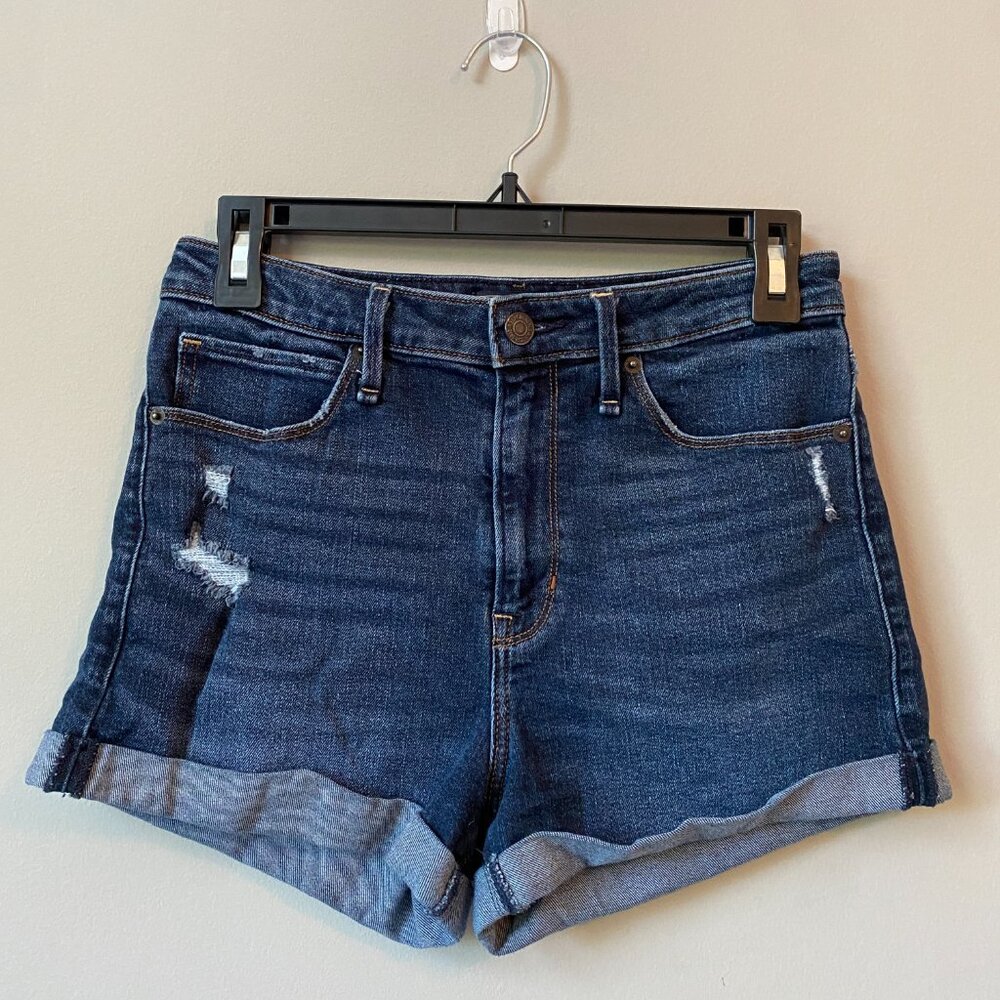 Abercrombie & Fitch Womens Size 27 Simone High Rise Denim Jean Shorts Distressed